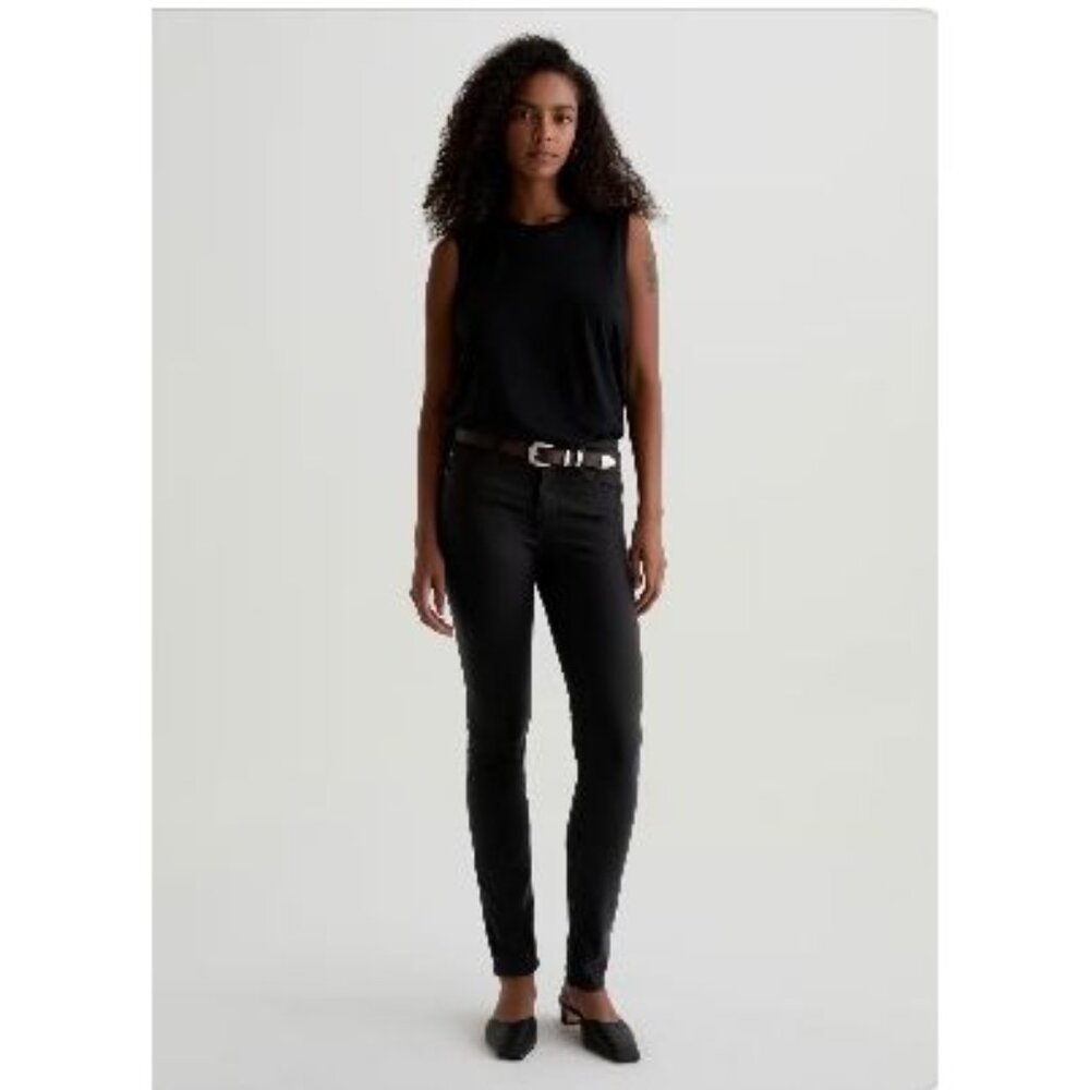 AG Adriano Goldschmeid Prima Mid Rise Cigarette Jeans Super Black 28R Skinny